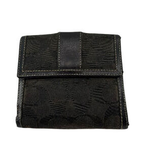 Coach Signature C Black Canvas & Leather Bifold Wallet